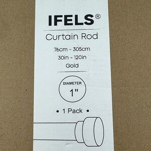 IFELS Heavy Duty Metal Curtain Rod 1 Inch Gold 30 Inch To 120 Inch